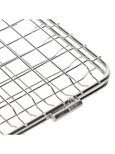Решетка барбекю 400х280 мм, серебристая, нержавеющая сталь, рукоятка резина, C030002