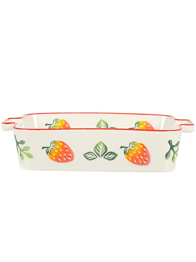 Форма для запекания керамика, 14х22х5 см, прямоугольная, Клубника, Y6-10224