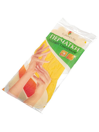 Перчатки хозяйственные латекс, размер L, желтые, Eurohouse, Household Gloves/Gward Iris/Libry