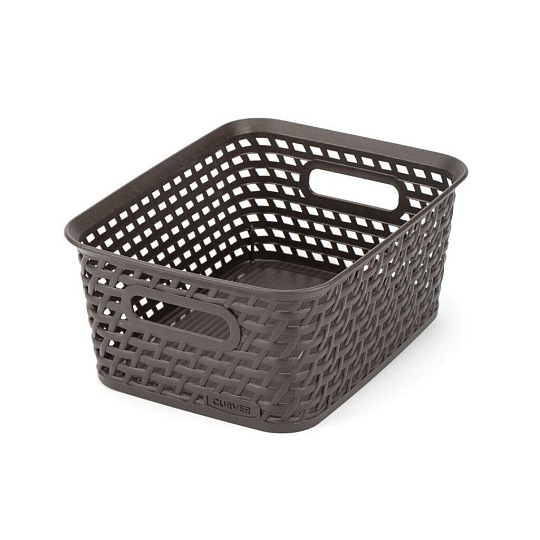 Корзина для хранения, 26х20х11 см, плетеная, пластик, темно-коричневая, Curver, My Style, 196895