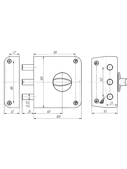 Замок накладной дверной, Зенит, 3Н1-3-3, БП-00011881, медь