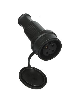 Разъем 1 гнездо, с заземлением, 32 А, 380 В, каучук, IP44, с заглушкой, 3Р+РЕ, TDM Electric, SQ0612-0007