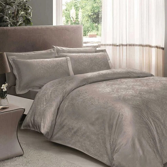 Постельное белье евро, простыня 240х260 см, 4 наволочки 50х70 см, пододеяльник 200х220 см, TAC, страйп-жаккард, коллекция Jakar, Daria 4141-08392