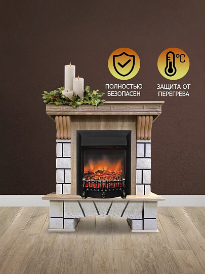 Электрокамин RealFlame, Stone STD LO, дуб сонома, Fobos, эксклюзив