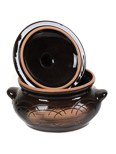 Горшок для запекания керамика, 0.5 л, с ручками, Борисовская керамика, Лакомка Старина, СТР00000360