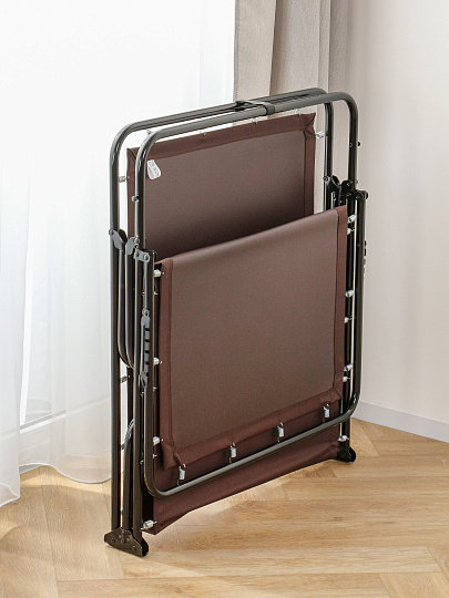 Раскладушка 192х72.5х27 см, 80 кг, Лаура, В09, жесткая, сталь, текстилен, в ассортименте