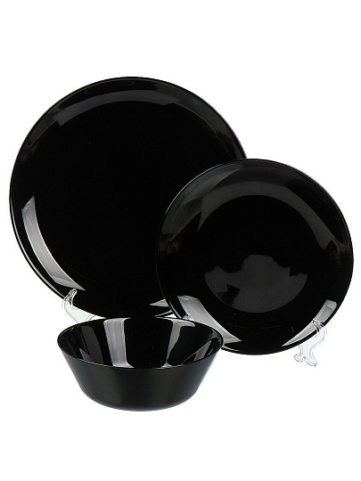 Сервиз столовый стеклокерамика, 18 предметов, на 6 персон, Луна черная, гладкий круглый 1/2, 100ч-18лк