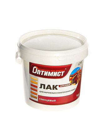 Лак Оптимист, L210, глянцевый, акриловый, бесцветный, для внутренних и наружных работ, 0.9 кг