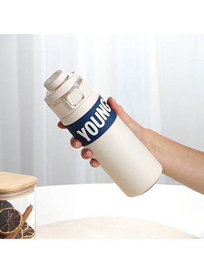 Термобутылка нержавеющая сталь, 0.65 л, Young, колба нержавеющая сталь, белая, Y4-9339