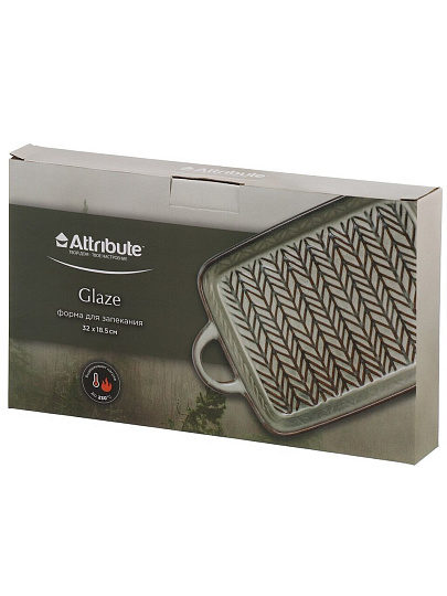 Форма для запекания керамика, 18.5х32х4 см, 1.8 л, прямоугольная, сине-корчневая, Attribute, Glaze, ABG006