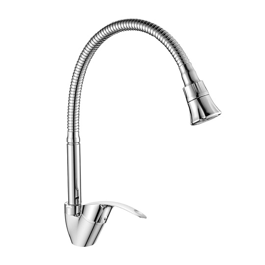 Смеситель одноручный для кухни с гибким изливом, картр. 40 мм, хром, DECOROOM, DR71022