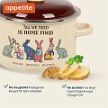 Кастрюля эмалированная сталь, 4 л, крышка сталь, цилиндрическая, Appetite, Зайцы, 6RD201M, индукция - фото 8