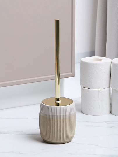 Ерш для туалета напольный, 11х11х14, керамика, бежевый камень, Y4-9881