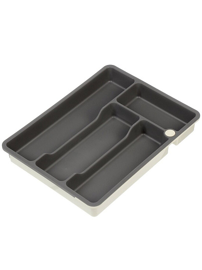 Лоток для столовых приборов раздвижной, серый, Бытпласт, Phibo, 434231811