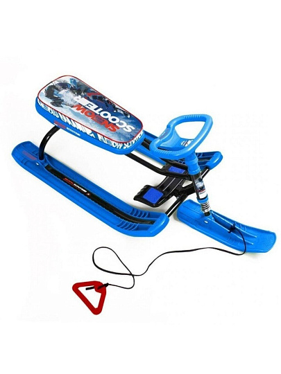 Снегокат Nika, Tимка спорт+1, ТС1+/Г, с гонщиком, синий каркас, спорт руль, буксировачный трос