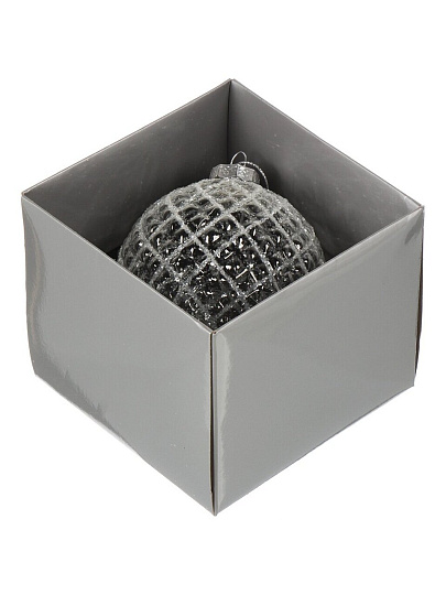 Елочный шар Серебристая сеть, прозрачный, 10 см, стекло, XF24-SC034