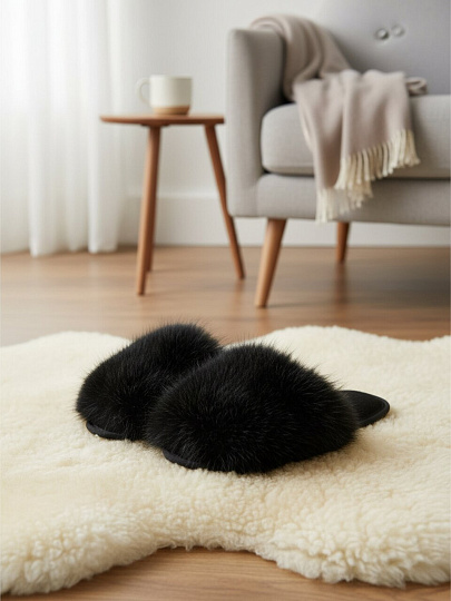 Тапки для женщин, р. 39, песец, меховые, ЛЮКС А