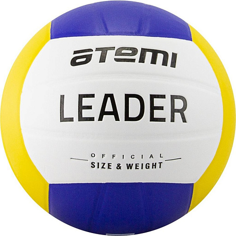 Мяч волейбольный Atemi LEADER, синт. кожа PVC, 18 п., желт/гол/бел, клеен, окруж 65-67, 00000136420