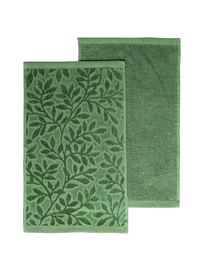 Набор полотенец кухонных 2 шт, 30х50 см, махровый, 100% хлопок, 400 г/м2, Silvano, Листья, зеленый, Узбекистан