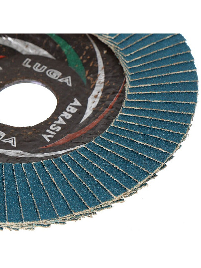 Круг лепестковый торцевой КЛТ1 для УШМ, LugaAbrasiv, диаметр 115 мм, посадочный диаметр 22 мм, зернистость ZK100, шлифовальный