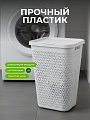 Корзина для белья, 55 л, 44х35.5х58.5 см, пластик, белая, с крышкой, Альтернатива, Элемент, М8901 - фото 3