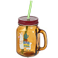 Банка для напитков/смузи стекло, 450 мл, Лама, с крышкой, с трубочкой, Y4-6539, в ассортименте - фото 2