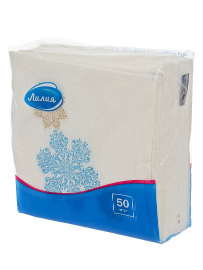 Салфетки бумажные Лилия, Вальс снежинок, 50 шт, 1 слой, 24х24 см, 3187