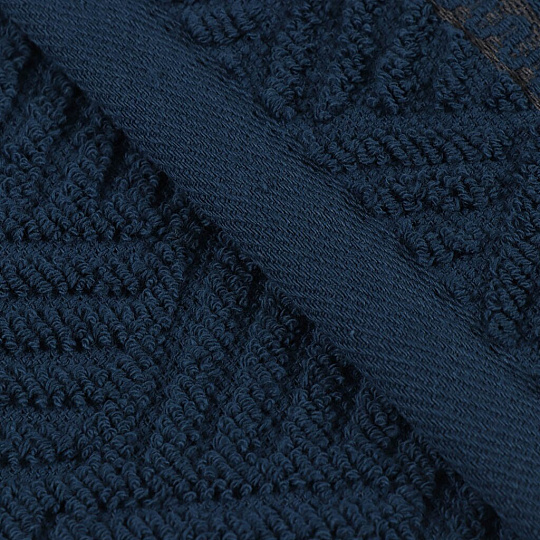 Полотенце кухонное махровое, 30х50 см, 450 г/м2, 100% хлопок, Barkas, Листопад, темно-лазурное, Узбекистан