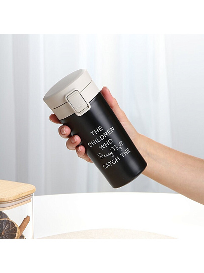 Термокружка нержавеющая сталь, 0.38 л, колба нержавеющая сталь, черная, Y4-9331