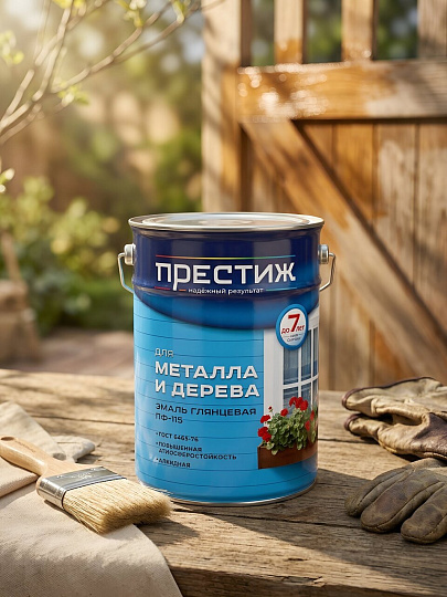 Эмаль Престиж, ПФ-115 Пром, алкидная, глянцевая, серая, 20 кг