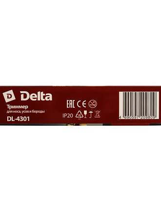 Триммер для стрижки, Delta, DL-4301, аккумуляторный, 2 Вт, черный с серебром, на подставке, 2 насадки