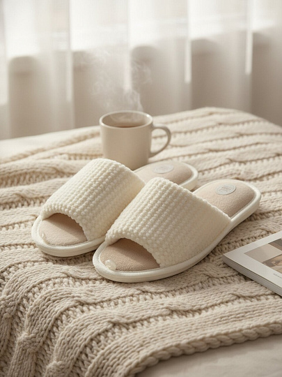 Тапки для женщин, полиэстер, в ассортименте, р. 37, открытые, Lucky Land, 5095W-PVC-O