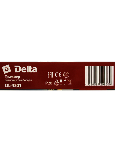 Триммер для стрижки, Delta, DL-4301, аккумуляторный, 2 Вт, черный с серебром, на подставке, 2 насадки