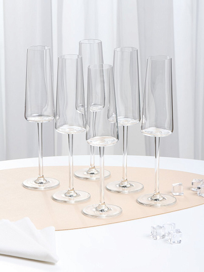 Бокал для шампанского, 180 мл, стекло, 6 шт, Bohemia, Ray, 40990/180/P001