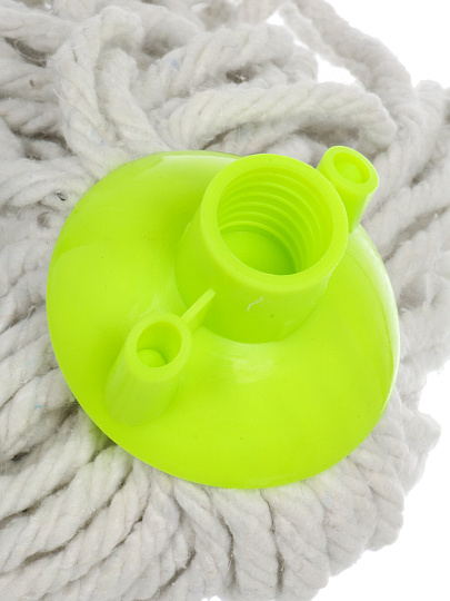 Сменный блок для швабры хлопок, 26 см, веревочный, круглый, салатовый, Мультипласт, Мега G-200, G-200