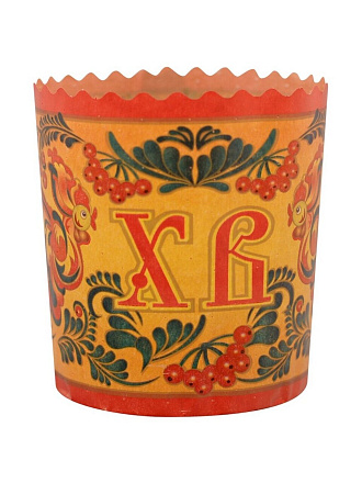 Форма для выпечки куличей бумага, 6 шт, 7х8.5 см, круглая, пасхальные, Мультидом, Орнамент, МТ8-139