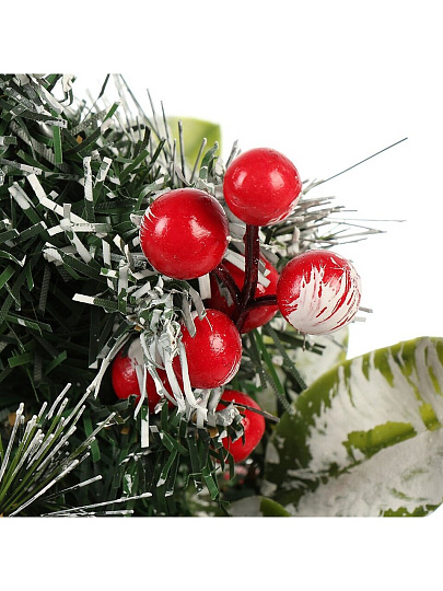 Елка новогодняя настольная, 30 см, пленка+леска, заснеженная, с декором, Y4-8406