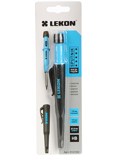 Карандаш строительный, 205 мм, автоматический, стержень 2.8 мм, блистер, черный, Lekon, Sputnik, 14102