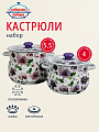 Набор посуды эмалированная сталь, 4 предмета, кастрюли 4,5.5 л, Сибирские товары, Анютины глазки 10, N10B54