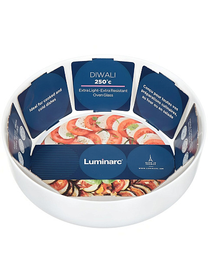 Форма для запекания стекло, 22х22 см, круглая, Luminarc, Diwali, N3273
