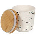 Банка для сыпучих продуктов, бамбук, 10.5х10.5 см, с крышкой, Тераццо, Y4-4355, бежевая - фото 3