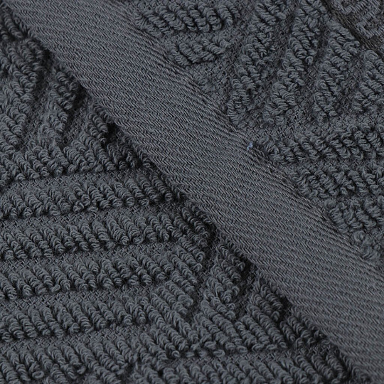 Полотенце кухонное махровое, 30х50 см, 450 г/м2, 100% хлопок, Barkas, Листопад, темно-серое, Узбекистан