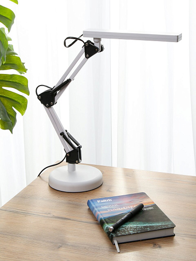 Светильник настольный, 5 Вт, белый, абажур белый, A010114, на подставке