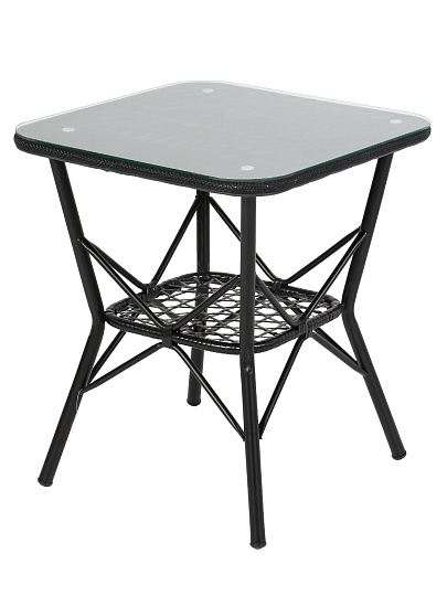 Мебель садовая черная, стол 58х58х65 см, 2 стула 55х58х78 см, C010204