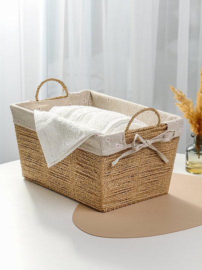 Корзина плетеная, прямоугольная, с ручками, 35*25*19 см, Y4-9674