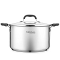 Кастрюля нержавеющая сталь, 6.3 л, с крышкой, крышка стекло, Vensal, Coquet, VS1507, индукция - фото 2