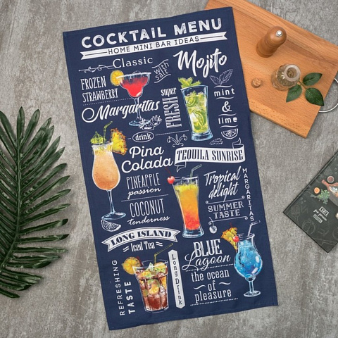 Полотенце «Этель» Cocktail menu 40х73 см, 100% хл, саржа 190 г/м2, 4136495