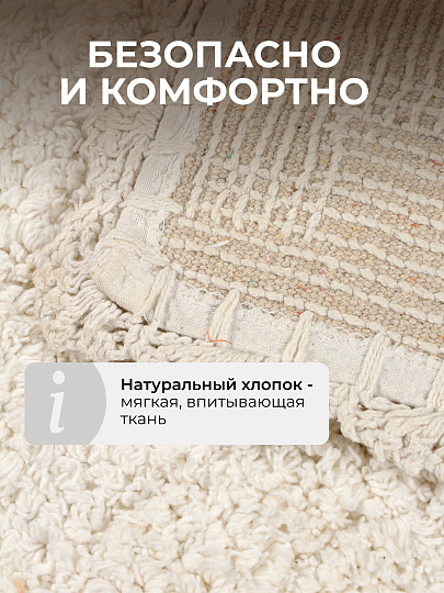 Коврик для ванной, 0.5х0.8 м, хлопок, ажурный край, светло-серый, Silvano, Лиона