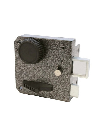 Замок накладной дверной, Аллюр, ЗН3А, 10 732, коробка, цилиндр, 5 ключей, универсальный, серый