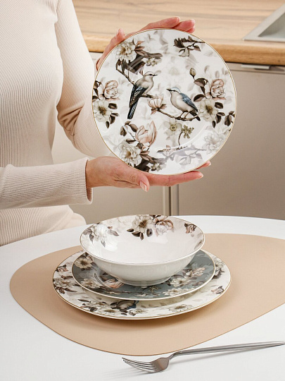 Сервиз столовый фарфор, 12 предметов, на 4 персоны, Lefard, Bohemian birds, 87-348